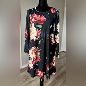 Sweet Love Black Floral Long Sleeve Dress